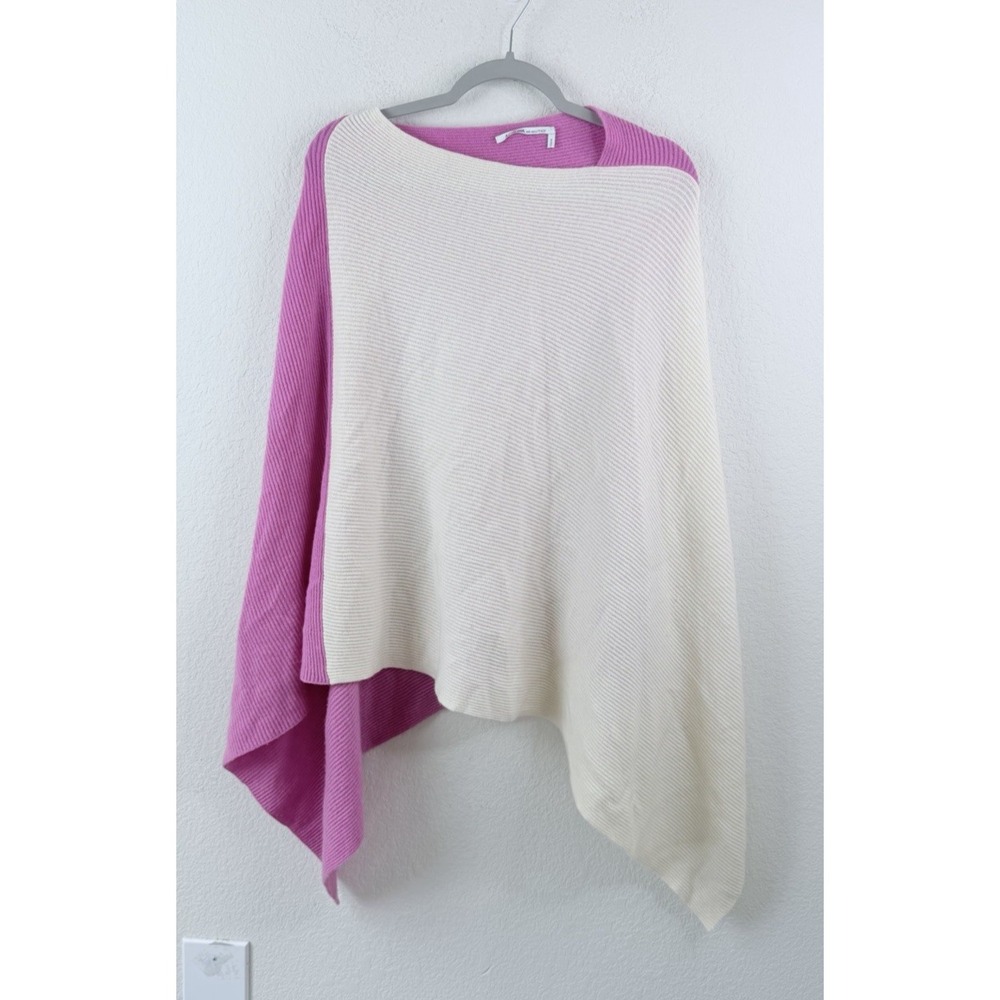 Agnona 100% Cashmere Poncho Pink Ivory Colorblock Made in Italy Luxury Cape